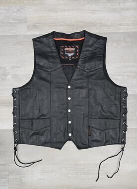 Vintage 90s Interstate Leather Vest / Dual CCW Pockets / Men's XL / Mint Y2K